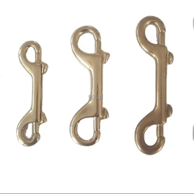 hot sale 90mm 100mm 116mm 120mm high quality metal carabiner clasp brass double end snap hook for diving