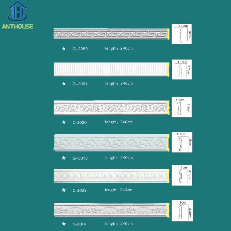 Decor Pu Flat cornice plain craved moulding Curtain cornice Moulding Home Design Flat PU Foam Panel Moulding For Wall