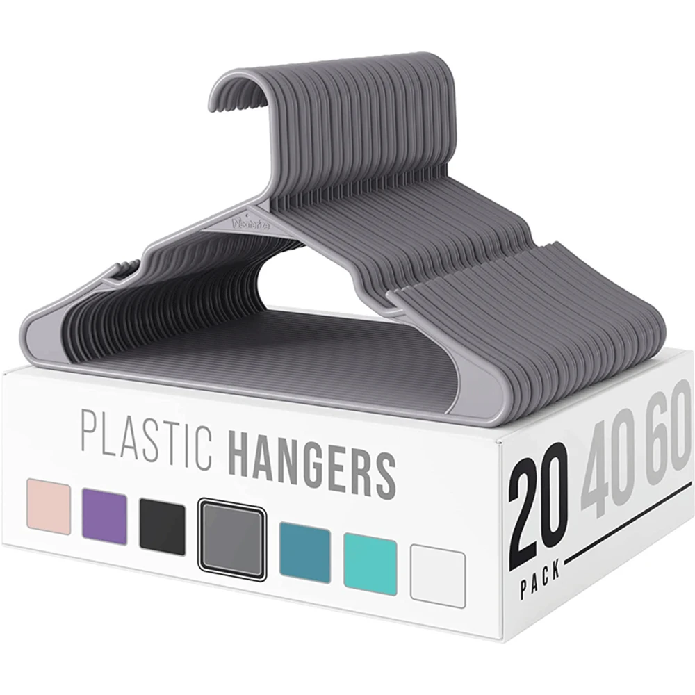 Plastic Tubular Notched Adult Plastic Hangers Space Saving Durable Coat Hanger with Shoulder Grooves