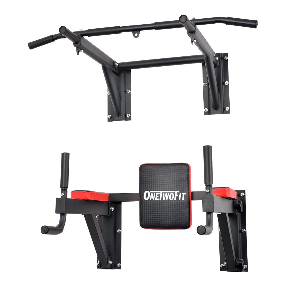 
OneTwoFit Home Gym Fitness Exercise Equipment Wall Mounted Pull Up Barra De Dominada Chin Pullup Bar And Dip Station 