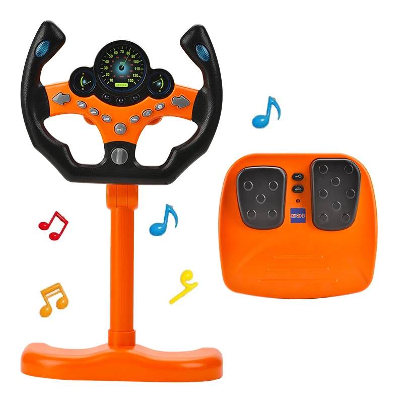 Zhorya Analog Steering Wheel Cartoon Driving Electric Learning Multi-function Button Light Music For Children