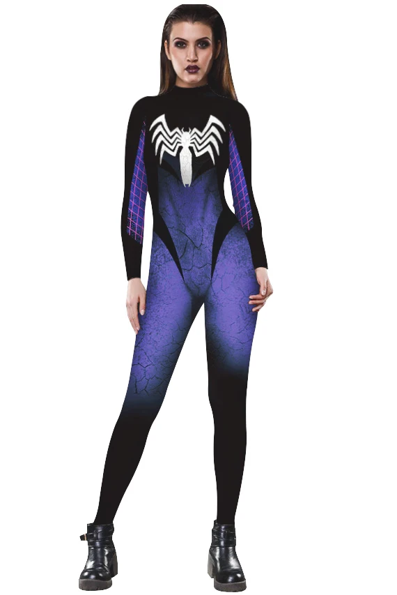 Wholesale fashion popular clown bone pattern trend personality alternative pattern bodysuit ladies one-piece