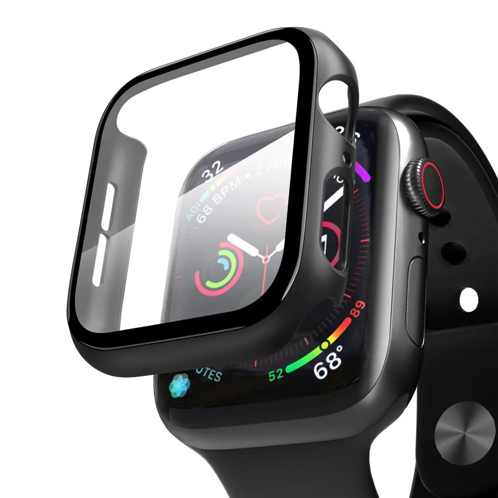  Чехол для часов с полным покрытием 3D стеклянная Защита экрана Apple Watch серии 1 2 3 4 5 6 SE чехлы iwatch 38 40 42 44 мм
