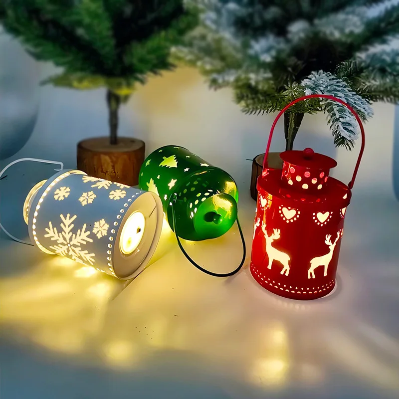 RTS Hot Sale Christmas Candle Lights LED Hanging Lantern Tree Lights Table Lamp Ornaments For Indoor and Outdoor Xmas Decoration