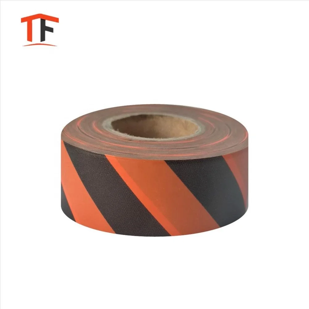 wholesale PVC material red/black non-adhesive Striped Flagging Tape