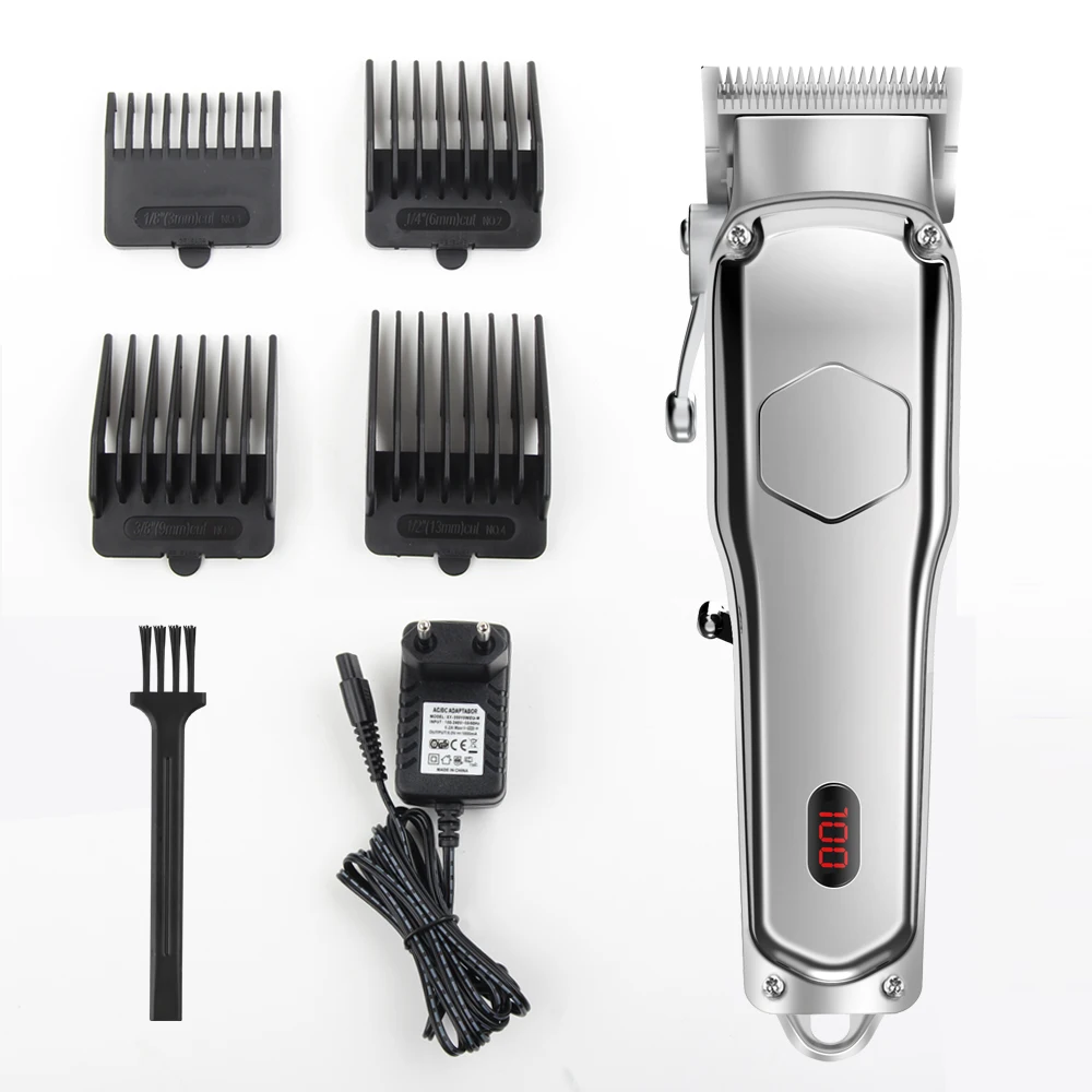 Мужской мощный беспроводной Перезаряжаемый триммер Ufree из нержавеющей стали комплект с ЖК-экраном профессиональные машинки для стрижки волос Мужская Металлическая машинка для стрижки волос