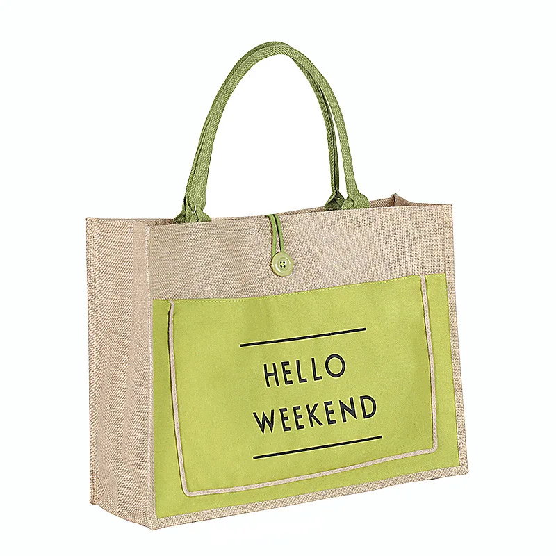 New Portable Packaging Grocery Bags Waterproof Reusable Jute Shopping Bag Custom Burlap Tote Bags
