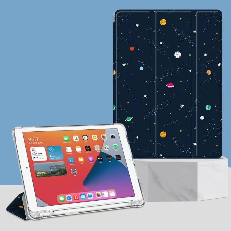 Чехол для iPad Air 6-го поколения 11 дюймов 2024-Тройная подставка из искусственной кожи с защитным держателем карандашей