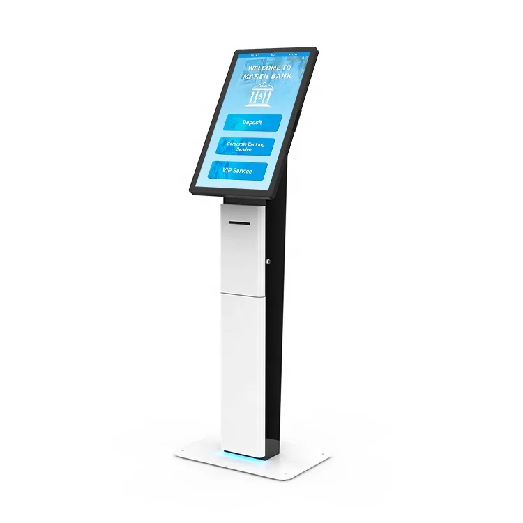 Self management floor standing touch screen custom automatic queuing machine ticket dispenser queue kiosk