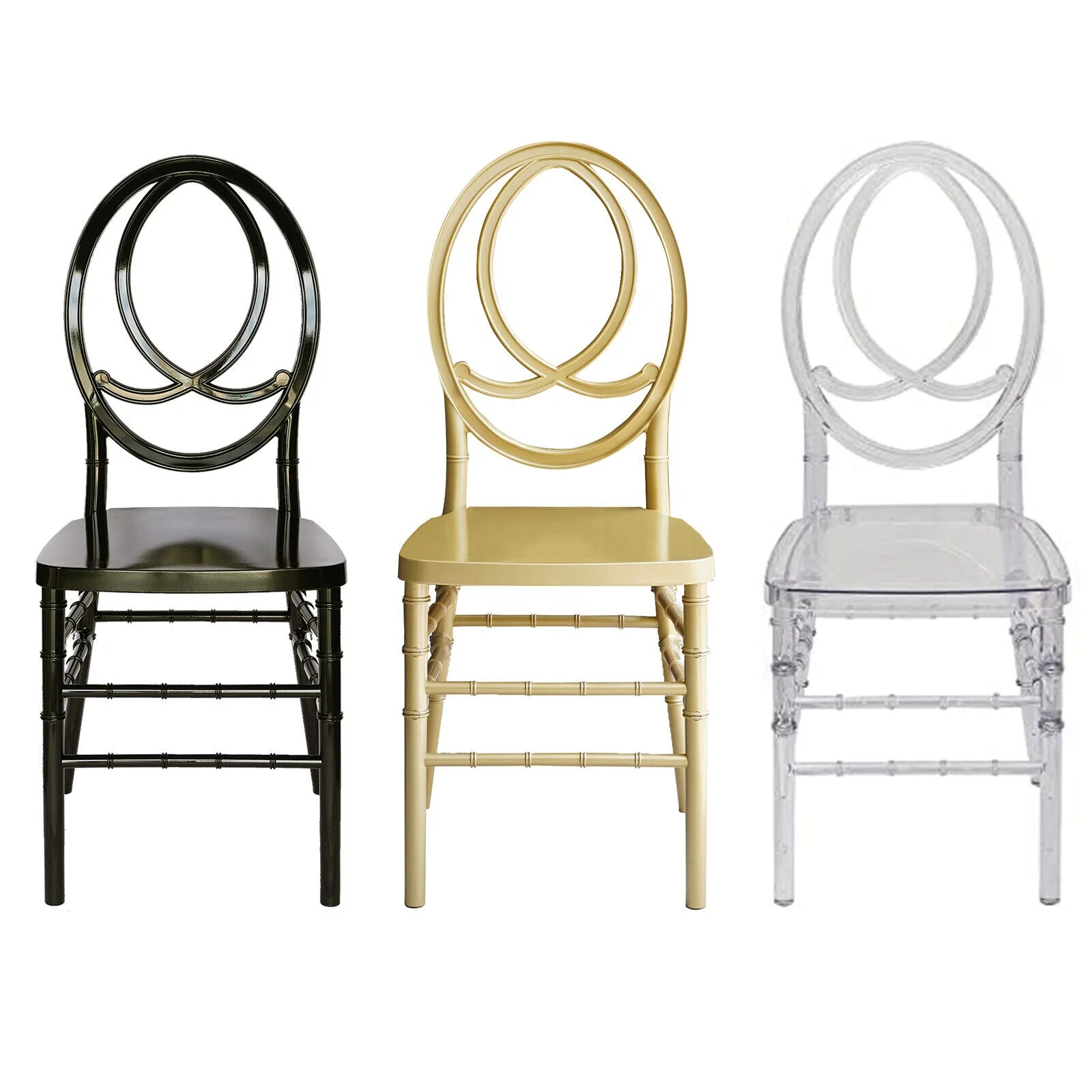Factory Stackable Elegant Party Event Wedding PP Resin Dining Oval Clear Phoenix Chiavari Chair
