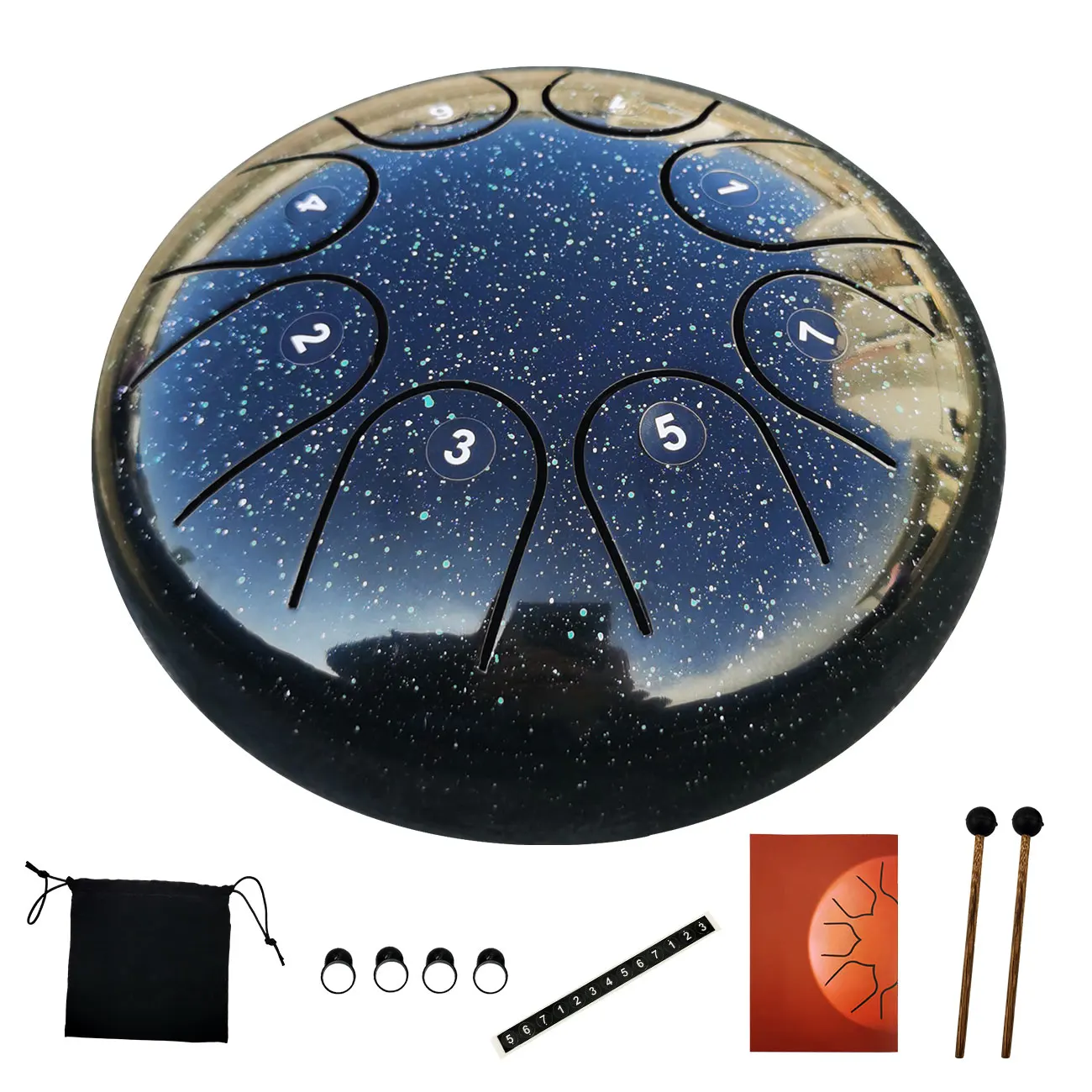 
AS TEMAN HANDPAN Starry sky series steel tongue drum musical instrument 6inches 8notes carbon steel material handpan drum 