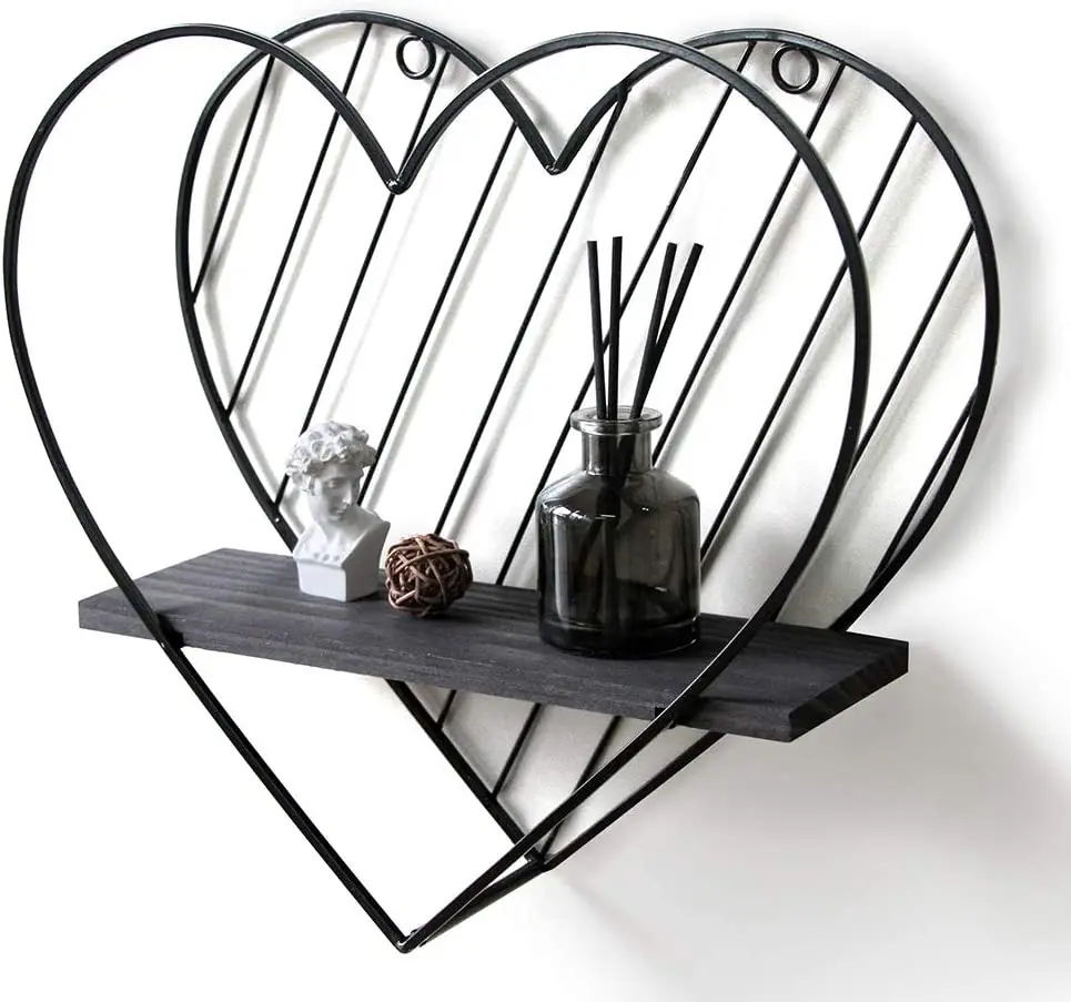 Wall Shelf Metal Floating Shelves Heart Design Small Shelf Storage Industrial Modern Romantic Cute Bedroom Wall Decor