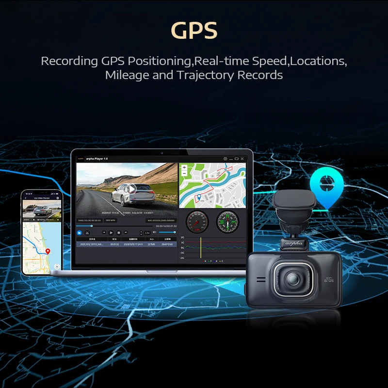 Arpha D25 Car Dual Camera 2CH Wifi Voice Control Dash Cam WDR With Super Night Vision 4K 1080P DashCam