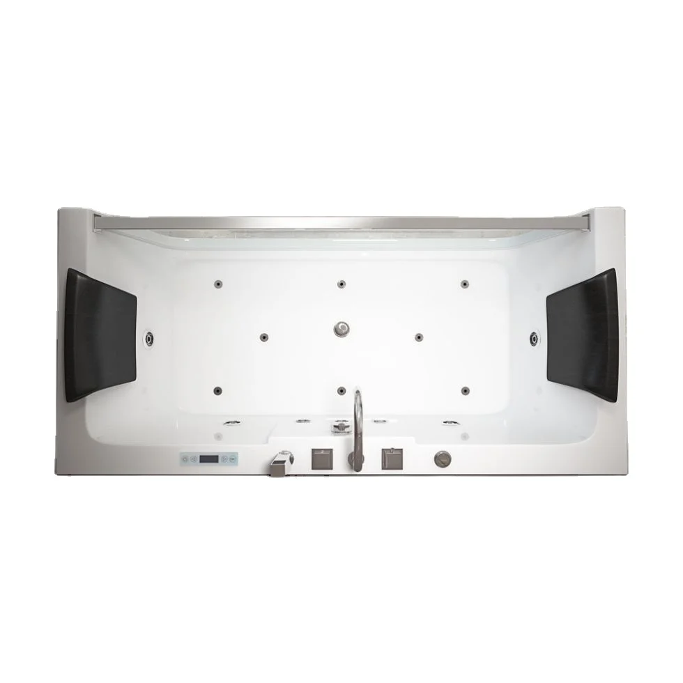 2024 Modern Style Rectangle Freestanding Massage Bathtub with Glass Window 1 Person Acrylic Whirlpool Jetted Bath tab