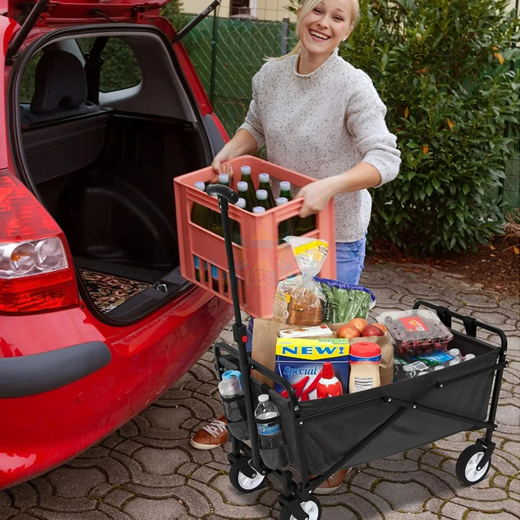 black red adjustable heavy duty collapsible folding utility car wagon outdoor camping cart beach picnic foldable camping wagon