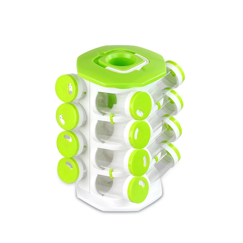 16 in 1 Rotating Seasoning Box Jars Shelves Organizer Kitchen Seasoning Bottle Holder Plastic Spice Rack
