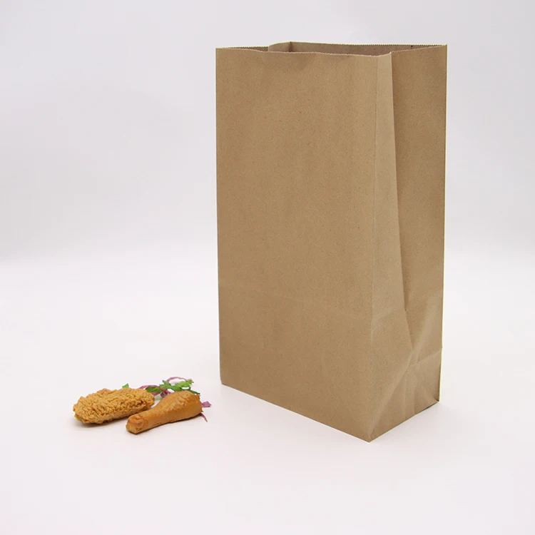 100% Compostable Recycled Durable Brown Kraft Paper Lunch Bags For Snack Takeaway Bread Packaging