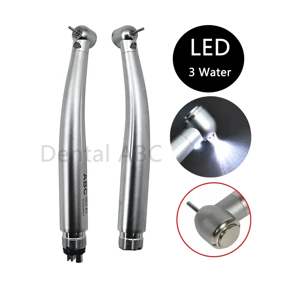 Dental Product LED Handpiece Push button 3 Way Spray Push Button Ceramic cartridge  rotary Turbine High Speed E-generator