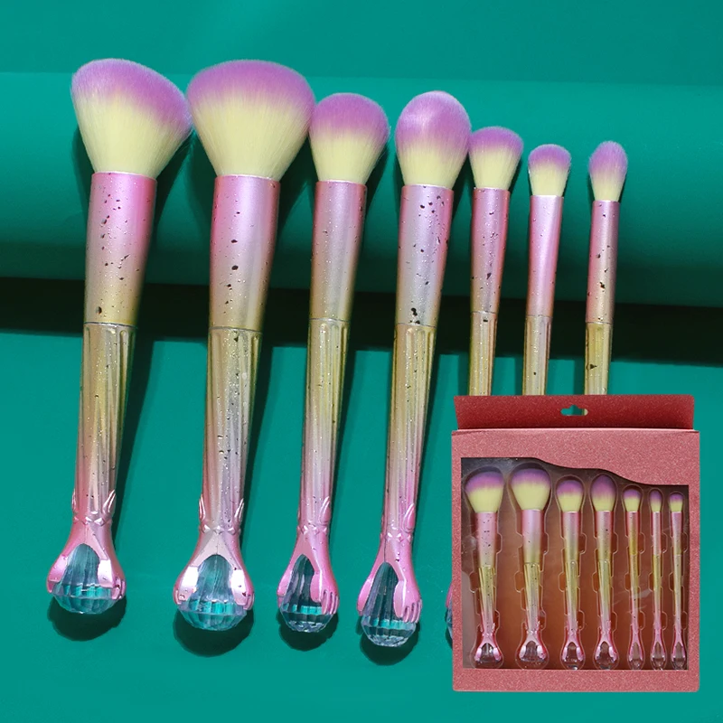 professional luxury high end fluffy facial body contour makeup brush set with logo fancy crystal foundation make up brush custom