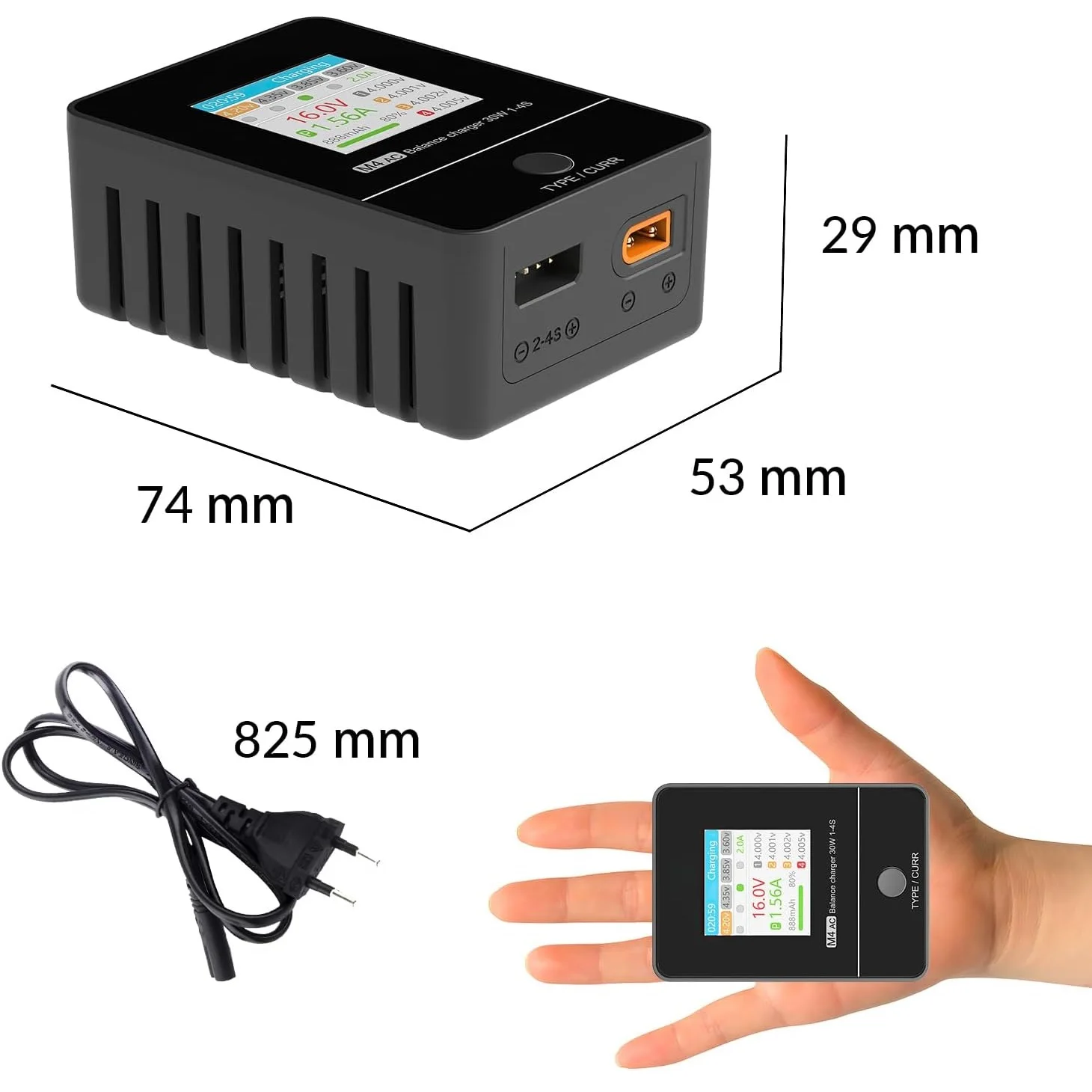Зарядное устройство M4AC Lipo Balance 30 Вт 1-4s/IPS полный обзор 100-240 В переменного тока (M4AC) аксессуары для аккумулятора