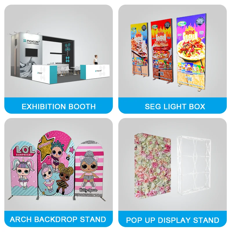 Advertising Tradeshow Exhibition Booth Display Tension Fabric Backdrop Seg Pop up Led Backlit Light Box