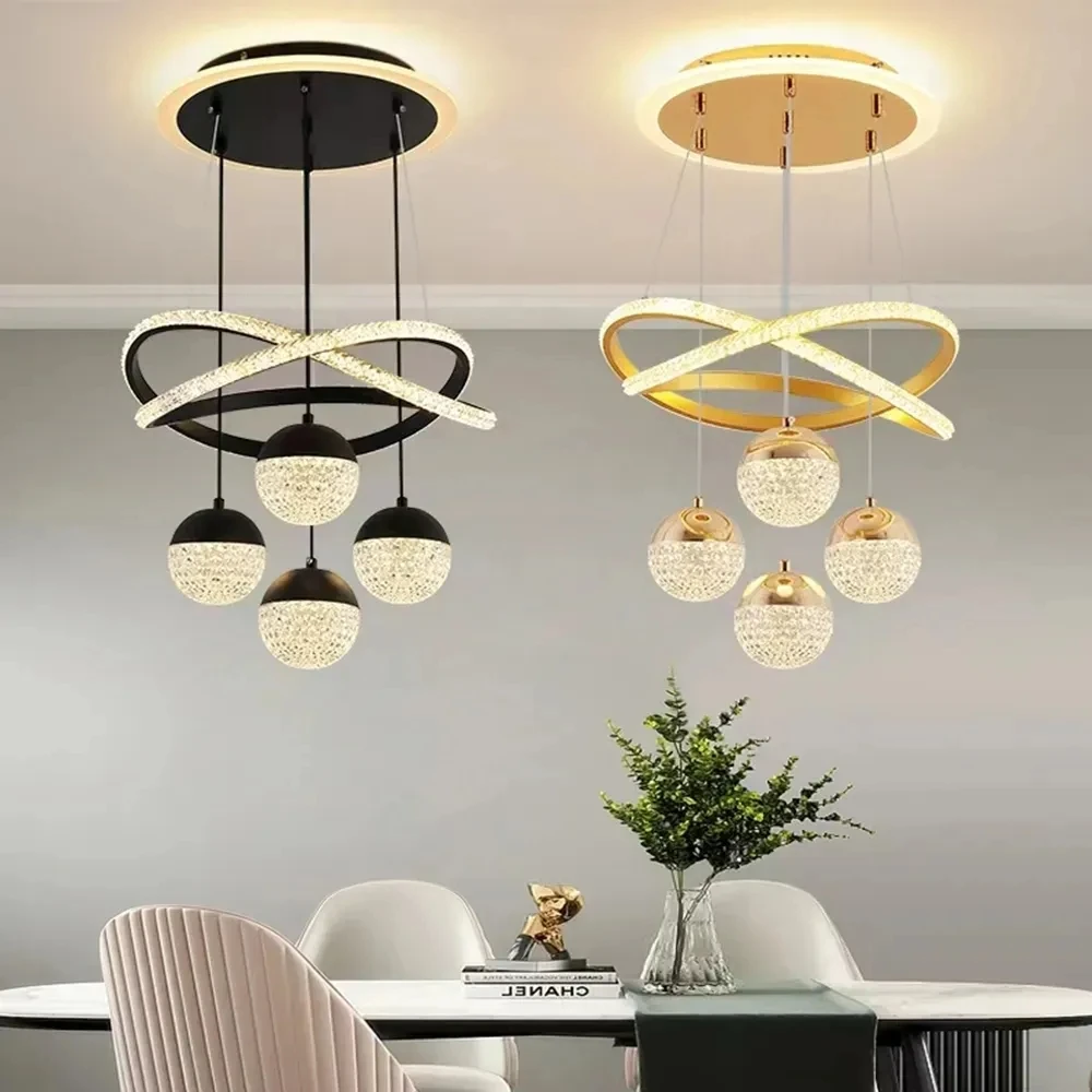 Up And Down Luminous Aluminum Living Dining Room Led Pendant Light Luxury Circle Chandelier Modern