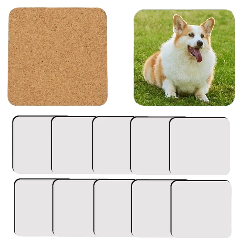 OEM&ODM  Beer Bar Decoration Square Wooden Heat Insulation&Anti Scalding& Waterproofing logo Printing MDF Cork Coaster