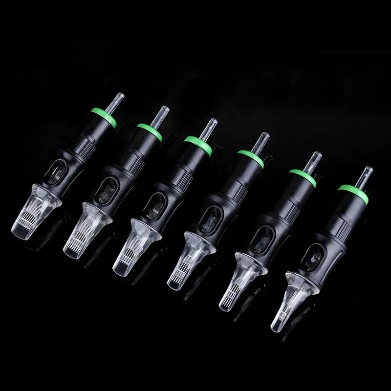 Artist Black Tattoo Cartridge Needles Safety Transparent Cartridge Needle 10pcs Grip Sterilized Plastic Cartridge