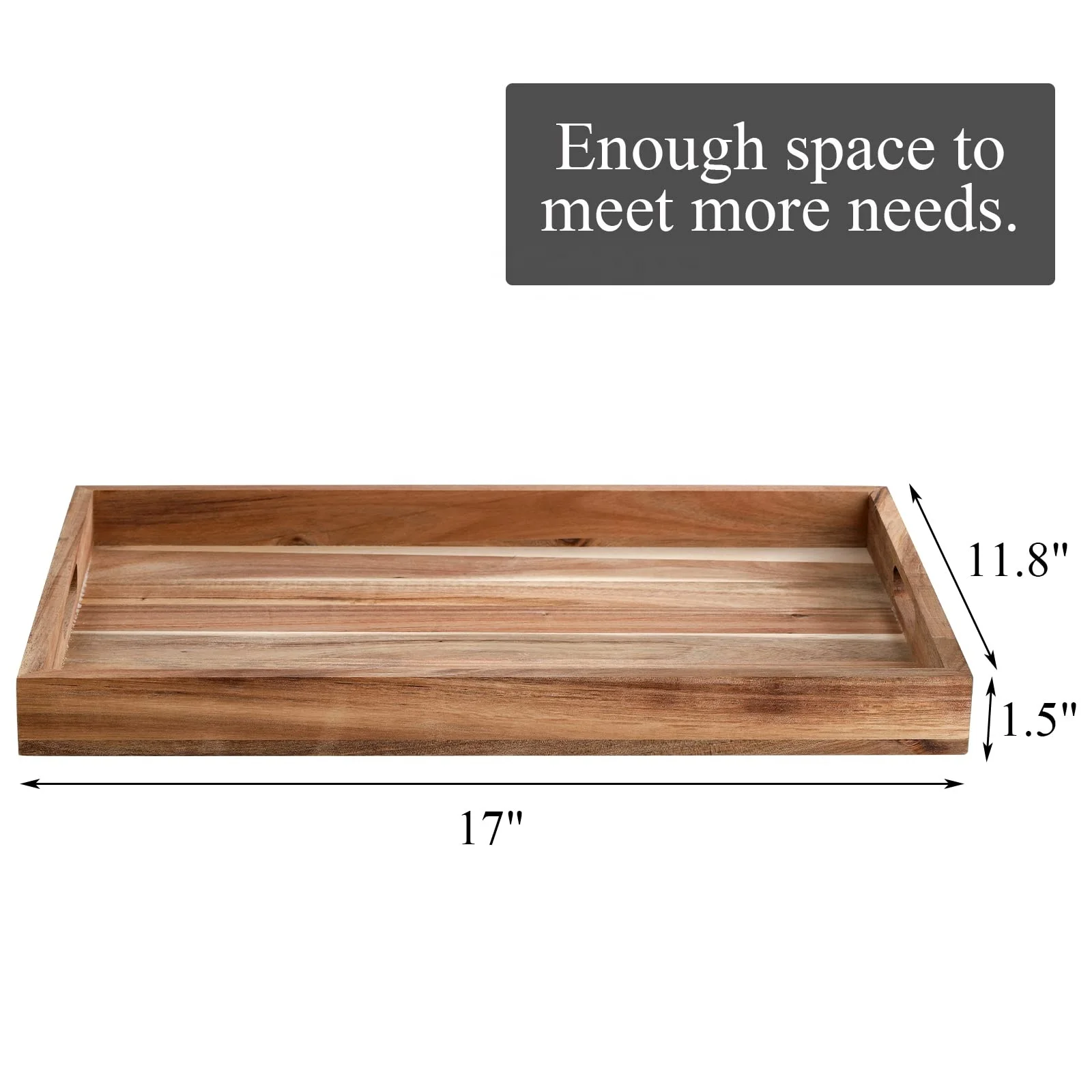 Selling modern country farmhouse Home Vintage brown acacia wooden breakfast food service tray portable wood serving tray