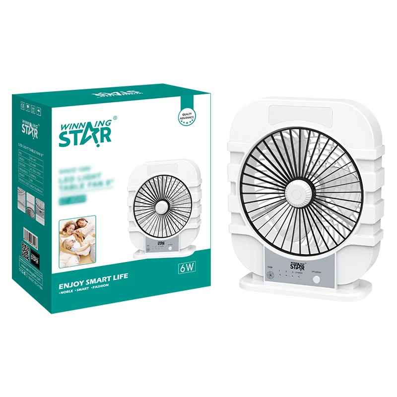 WINNING STAR 3 Speeds 8 Blades Cooling Table Fan ST-4049 AC/DC USB Rechargeable Mini Fan