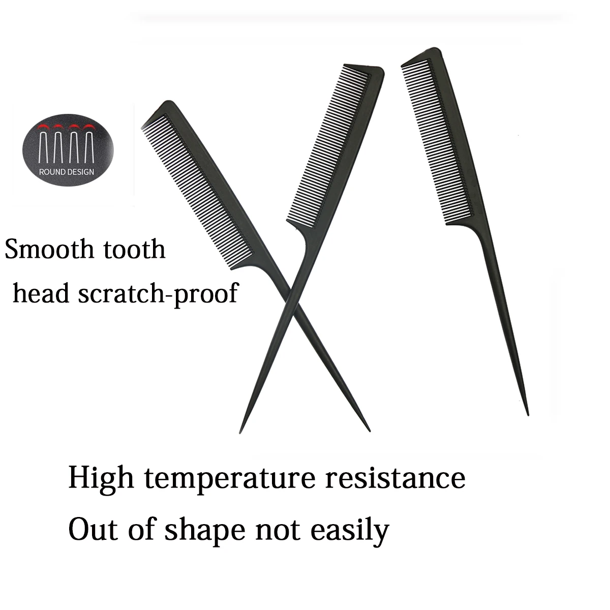 
Custom private label straight hair comb carbon fiber tip tail comb dyeing hair comb 