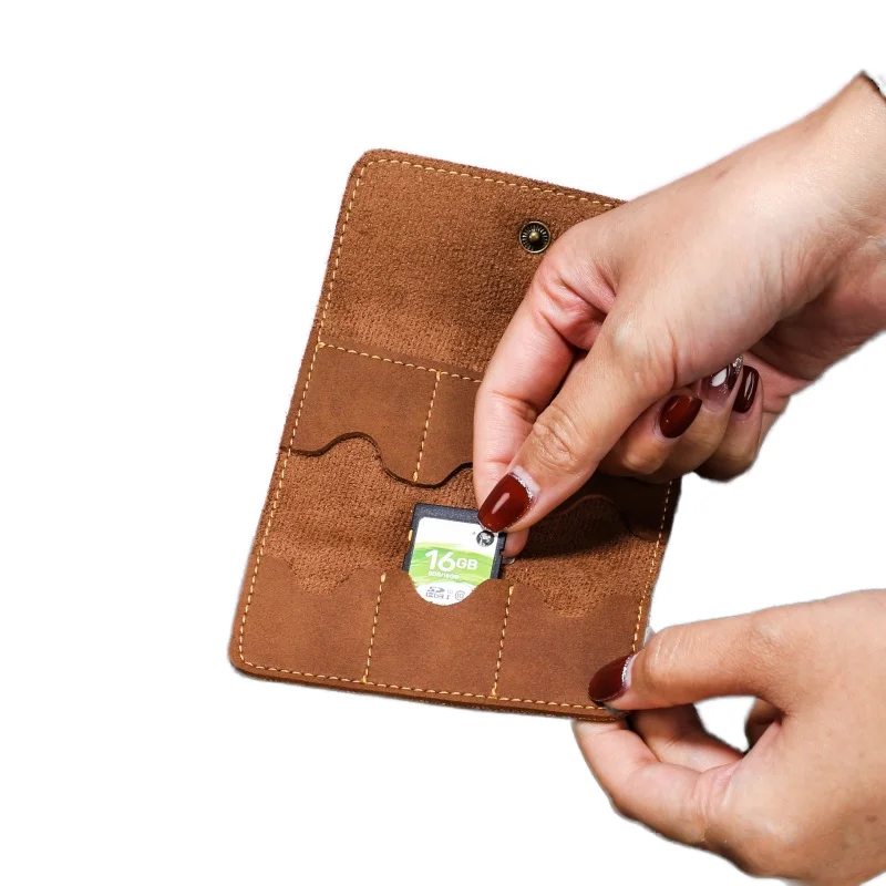 Retro Leather Organizer for Mobile Phone Game Computer SD Card Storage Memory Card and Credit Card Holder Bag