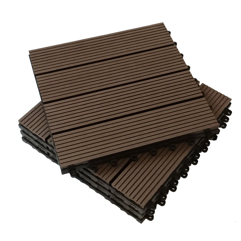 Waterproof DIY Wood Composite Floor Interlocking Plastic Outdoor Decking Tiles luxury vinyl