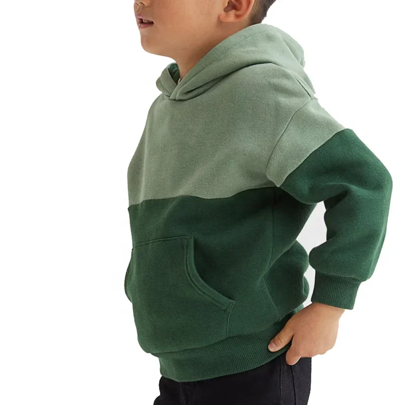 Customize Wholesale Panel Pullover Boys High Quality Cotton Hoodie Popular Kid Two Tone Hoodies