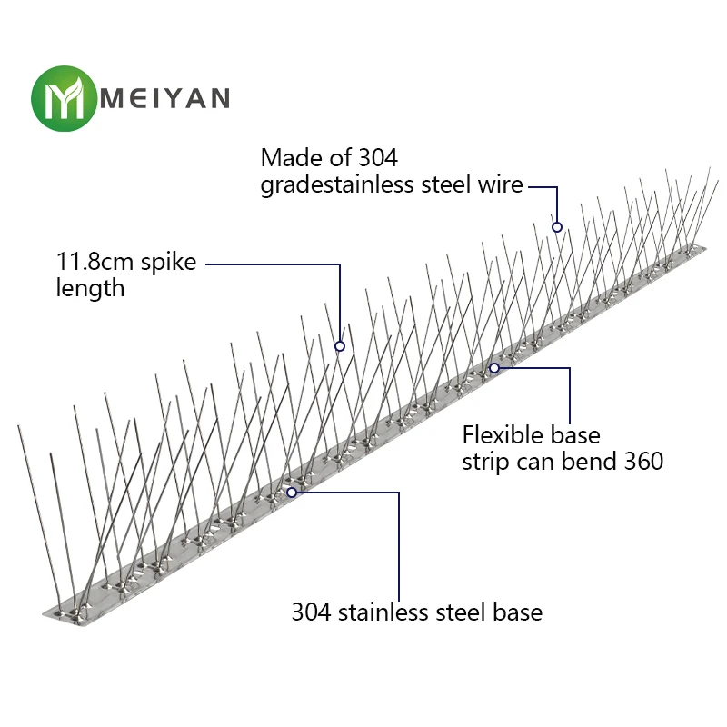 Outdoor 304 stainless steel anti bird thorn fence spike defense against birds