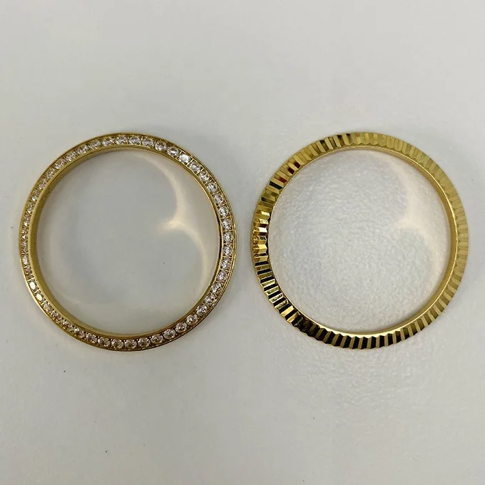 Custom Gold Silver Diamond Bezel Fit 40 mm Watches ONLY Round Cut Solid Yellow Gold Diamond Bezel For RLX President Watch