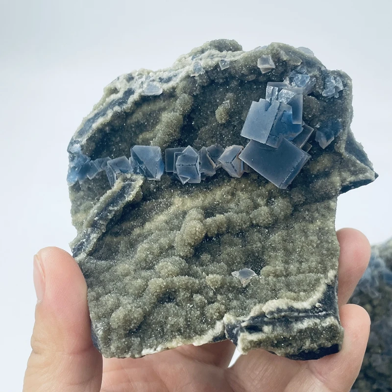 Natural Healing Crystal Mineral Specimen Gemstone Cluster Blue Fluorite Cluster