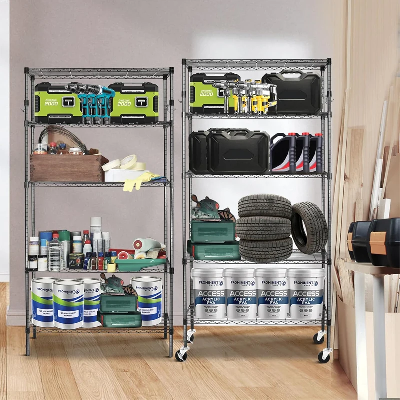 Wholesale NSF Approval 5 Tier Adjustable 800lbs Garage Metal Chrome Shelving Unit Racks, Heavy Duty Wire Shelf
