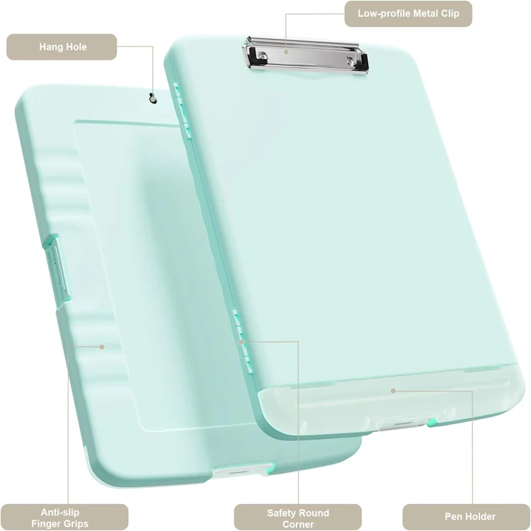 Custom Personally Black A4 mini Folder PP Clipboard Practical Storage With Pen Holder Organizer File Case Professional Clips