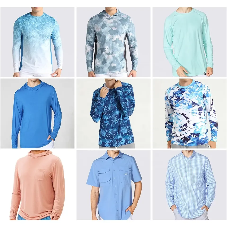 Breathable sublimated 4-way stretch long sleeve pullover fishing jersey custom quick dry upf 50 fishing zip hoodie