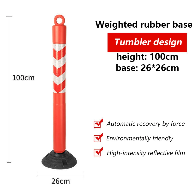 Plastic Reflective flexible rebound parking barrier pole marker bollard safety traffic Delineator Warning Post with handle