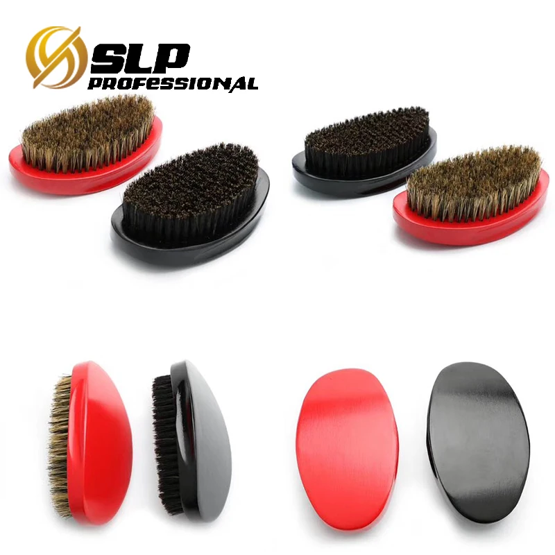 Деревянная кисть для бороды овальной формы, изогнутая ручка, кисть для бороды с натуральной щетиной кабана