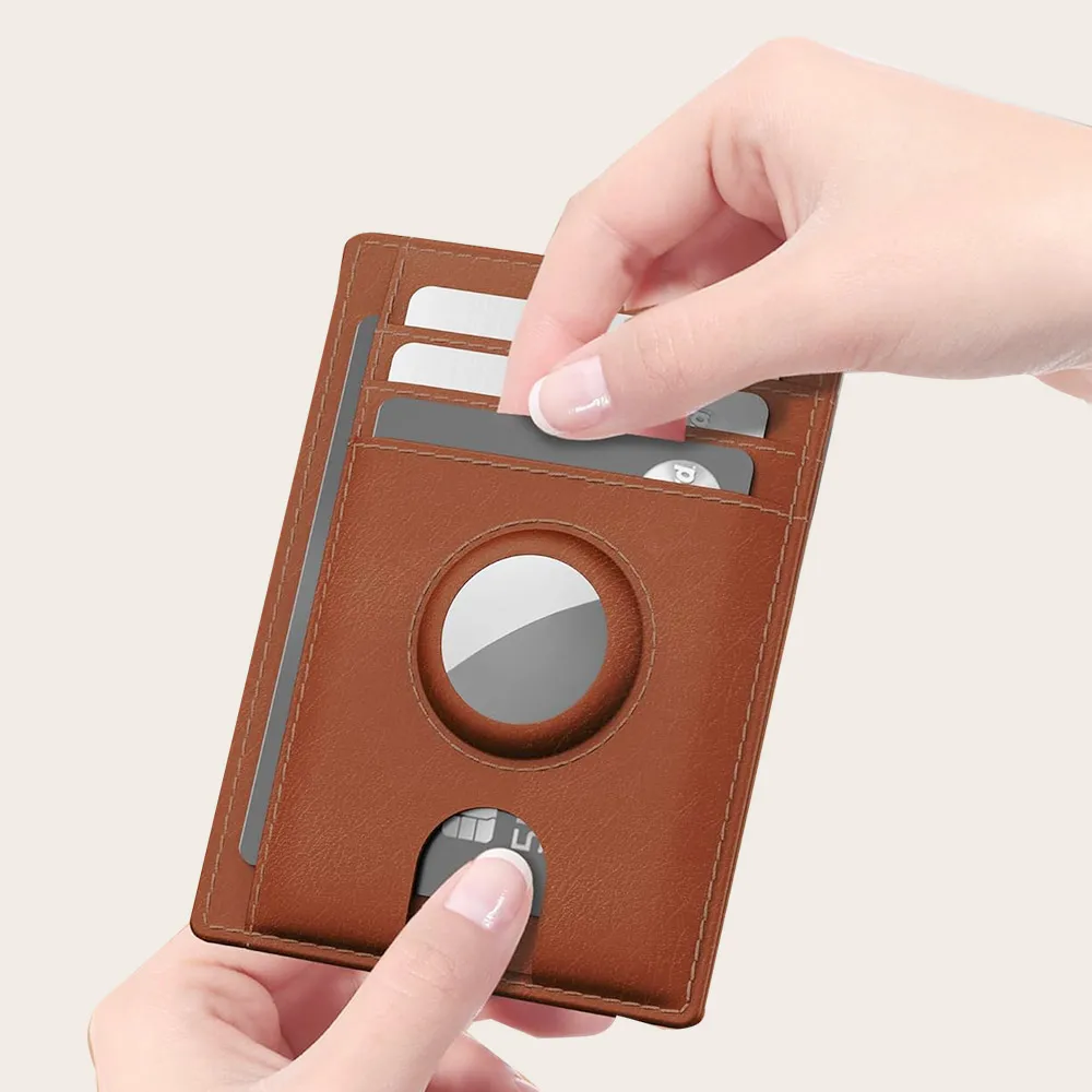 Luxury custom logo rfid blocking slim genuine leather id credit card holder wallet card holder