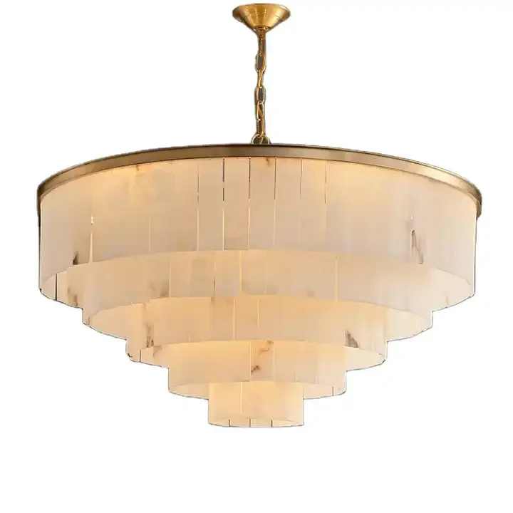 Post-modern crystal chandelier contemporary-style lamp French  simple ripple Round Marble Chandelier for Living Room