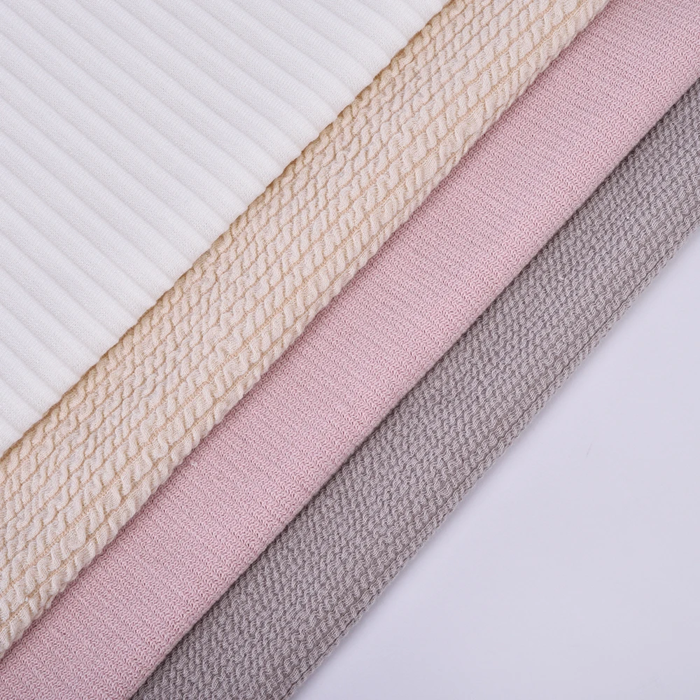 Factory Wholesale T/R Spandex Knitted Stripe P/D 380gsm 160cm Knit Jacquard Fabrics for Clothing