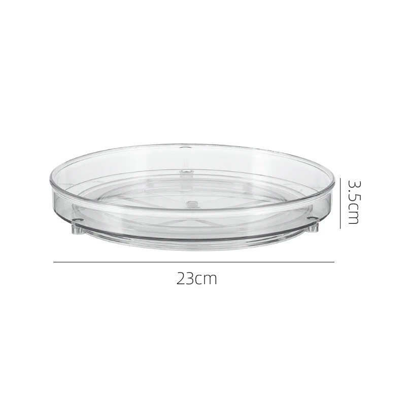 Transparent Round Rotating Tray Pantry Organizer Container Plastic Rotating Spice Organizer