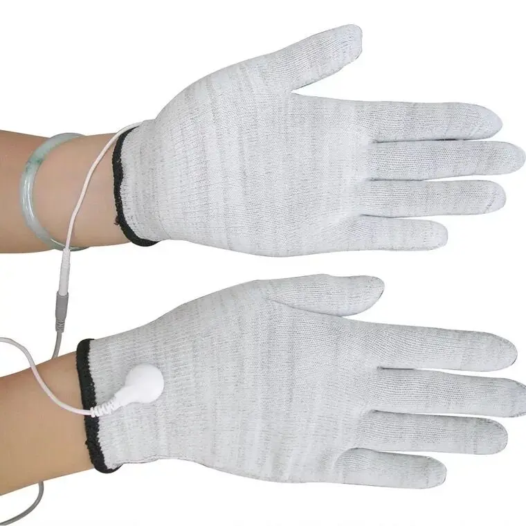 Factory Wholesale Silver Fiber Tens Conductive Physical Therapy Electrotherapy electrode massage glove