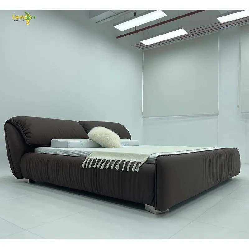 Elephant ear leather bed modern light luxury style master bedroom double villa high-end customized 1.8 bed