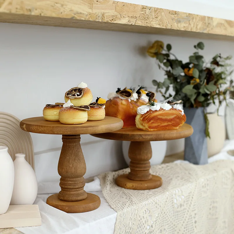 Wedding Nordic Style Dessert Table Wooden Cake Plate Mo Ri Wood Stand Tall Snack Acacia