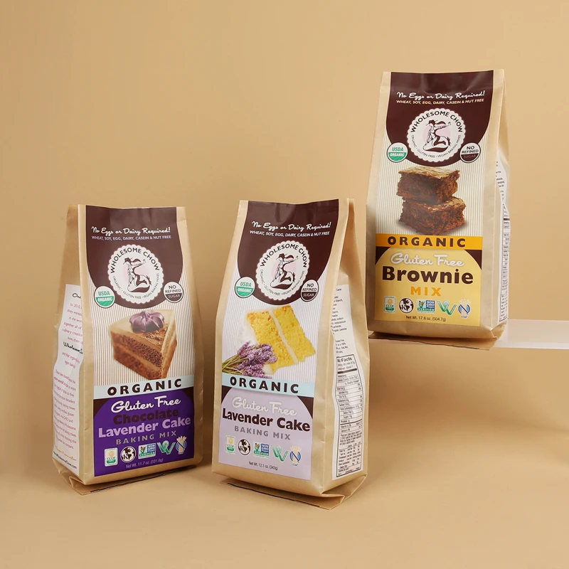 Custom Kraft Paper biodegradable pouch flat bottom zipper bag Custom Printed High Quality snack packaging bag